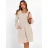 imageANRABESS Womens Long Lantern Sleeve Ribbed Knit Dresses V Neck Casual 2025 Fall Winter Flowy Swing Tunic Sweater Short DressLight Khaki