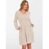 imageANRABESS Womens Long Lantern Sleeve Ribbed Knit Dresses V Neck Casual 2025 Fall Winter Flowy Swing Tunic Sweater Short DressLight Khaki