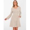 imageANRABESS Womens Long Lantern Sleeve Ribbed Knit Dresses V Neck Casual 2025 Fall Winter Flowy Swing Tunic Sweater Short DressLight Khaki