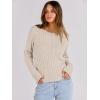 imageANRABESS Womens Long Sleeve Cable Knit Sweater Jumper Crewneck Pullover Soft Dressy Casual Tops Cute 2025 Fall Trendy OutfitsApricot