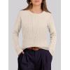 imageANRABESS Womens Long Sleeve Cable Knit Sweater Jumper Crewneck Pullover Soft Dressy Casual Tops Cute 2025 Fall Trendy OutfitsApricot