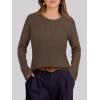 imageANRABESS Womens Long Sleeve Cable Knit Sweater Jumper Crewneck Pullover Soft Dressy Casual Tops Cute 2025 Fall Trendy OutfitsCoffee