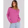 imageANRABESS Womens Long Sleeve Cable Knit Sweater Jumper Crewneck Pullover Soft Dressy Casual Tops Cute 2025 Fall Trendy OutfitsHot Pink