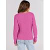 imageANRABESS Womens Long Sleeve Cable Knit Sweater Jumper Crewneck Pullover Soft Dressy Casual Tops Cute 2025 Fall Trendy OutfitsHot Pink