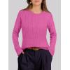 imageANRABESS Womens Long Sleeve Cable Knit Sweater Jumper Crewneck Pullover Soft Dressy Casual Tops Cute 2025 Fall Trendy OutfitsHot Pink