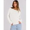 imageANRABESS Womens Long Sleeve Cable Knit Sweater Jumper Crewneck Pullover Soft Dressy Casual Tops Cute 2025 Fall Trendy OutfitsOffwhite