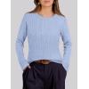imageANRABESS Womens Long Sleeve Cable Knit Sweater Jumper Crewneck Pullover Soft Dressy Casual Tops Cute 2025 Fall Trendy OutfitsSky Blue