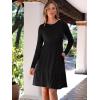 imageANRABESS Womens Long Sleeve Crew Neck Fall Dress 2025 Casual Ribbed Knit Flowy Short Sweater Dresses with PocketsBlack