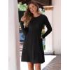 imageANRABESS Womens Long Sleeve Crew Neck Fall Dress 2025 Casual Ribbed Knit Flowy Short Sweater Dresses with PocketsBlack