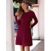 imageANRABESS Womens Long Sleeve Crew Neck Fall Dress 2025 Casual Ribbed Knit Flowy Short Sweater Dresses with PocketsBurgundy