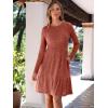 imageANRABESS Womens Long Sleeve Crew Neck Fall Dress 2025 Casual Ribbed Knit Flowy Short Sweater Dresses with PocketsBurnt Orange