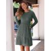 imageANRABESS Womens Long Sleeve Crew Neck Fall Dress 2025 Casual Ribbed Knit Flowy Short Sweater Dresses with PocketsGray Green
