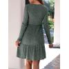 imageANRABESS Womens Long Sleeve Crew Neck Fall Dress 2025 Casual Ribbed Knit Flowy Short Sweater Dresses with PocketsGray Green