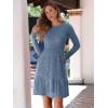 imageANRABESS Womens Long Sleeve Crew Neck Fall Dress 2025 Casual Ribbed Knit Flowy Short Sweater Dresses with PocketsGrey Blue