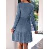 imageANRABESS Womens Long Sleeve Crew Neck Fall Dress 2025 Casual Ribbed Knit Flowy Short Sweater Dresses with PocketsGrey Blue