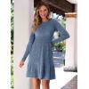 imageANRABESS Womens Long Sleeve Crew Neck Fall Dress 2025 Casual Ribbed Knit Flowy Short Sweater Dresses with PocketsGrey Blue