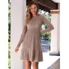 imageANRABESS Womens Long Sleeve Crew Neck Fall Dress 2025 Casual Ribbed Knit Flowy Short Sweater Dresses with PocketsKhaki
