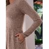imageANRABESS Womens Long Sleeve Crew Neck Fall Dress 2025 Casual Ribbed Knit Flowy Short Sweater Dresses with PocketsKhaki
