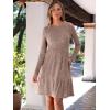 imageANRABESS Womens Long Sleeve Crew Neck Fall Dress 2025 Casual Ribbed Knit Flowy Short Sweater Dresses with PocketsKhaki