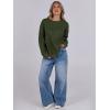 imageANRABESS Womens Long Sleeve Oversized Casual Loose Fit Crewneck Waffle Knit Cozy Pullover Sweaters 2025 Fall FashionArmy Green