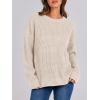 imageANRABESS Womens Long Sleeve Oversized Casual Loose Fit Crewneck Waffle Knit Cozy Pullover Sweaters 2025 Fall FashionBeige