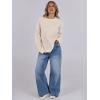 imageANRABESS Womens Long Sleeve Oversized Casual Loose Fit Crewneck Waffle Knit Cozy Pullover Sweaters 2025 Fall FashionBeige