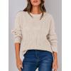 imageANRABESS Womens Long Sleeve Oversized Casual Loose Fit Crewneck Waffle Knit Cozy Pullover Sweaters 2025 Fall FashionBeige
