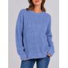 imageANRABESS Womens Long Sleeve Oversized Casual Loose Fit Crewneck Waffle Knit Cozy Pullover Sweaters 2025 Fall FashionBlue
