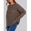 imageANRABESS Womens Long Sleeve Oversized Casual Loose Fit Crewneck Waffle Knit Cozy Pullover Sweaters 2025 Fall FashionBrown