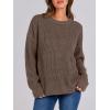 imageANRABESS Womens Long Sleeve Oversized Casual Loose Fit Crewneck Waffle Knit Cozy Pullover Sweaters 2025 Fall FashionBrown