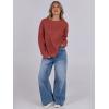 imageANRABESS Womens Long Sleeve Oversized Casual Loose Fit Crewneck Waffle Knit Cozy Pullover Sweaters 2025 Fall FashionRust