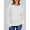 imageANRABESS Womens Long Sleeve Oversized Casual Loose Fit Crewneck Waffle Knit Cozy Pullover Sweaters 2025 Fall FashionWhite