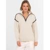 imageANRABESS Womens Long Sleeve Quarter Zip Sweaters Fall Business Casual V Neck Collared Knit Pullover Sweater Top Work ShirtsAlmond