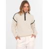 imageANRABESS Womens Long Sleeve Quarter Zip Sweaters Fall Business Casual V Neck Collared Knit Pullover Sweater Top Work ShirtsAlmond