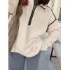 imageANRABESS Womens Long Sleeve Quarter Zip Sweaters Fall Business Casual V Neck Collared Knit Pullover Sweater Top Work ShirtsAlmond