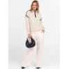 imageANRABESS Womens Long Sleeve Quarter Zip Sweaters Fall Business Casual V Neck Collared Knit Pullover Sweater Top Work ShirtsAlmond