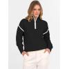 imageANRABESS Womens Long Sleeve Quarter Zip Sweaters Fall Business Casual V Neck Collared Knit Pullover Sweater Top Work ShirtsBlack