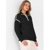 imageANRABESS Womens Long Sleeve Quarter Zip Sweaters Fall Business Casual V Neck Collared Knit Pullover Sweater Top Work ShirtsBlack