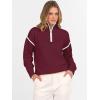 imageANRABESS Womens Long Sleeve Quarter Zip Sweaters Fall Business Casual V Neck Collared Knit Pullover Sweater Top Work ShirtsBurgund