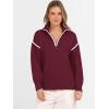 imageANRABESS Womens Long Sleeve Quarter Zip Sweaters Fall Business Casual V Neck Collared Knit Pullover Sweater Top Work ShirtsBurgund