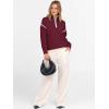 imageANRABESS Womens Long Sleeve Quarter Zip Sweaters Fall Business Casual V Neck Collared Knit Pullover Sweater Top Work ShirtsBurgund