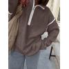 imageANRABESS Womens Long Sleeve Quarter Zip Sweaters Fall Business Casual V Neck Collared Knit Pullover Sweater Top Work ShirtsCoffee