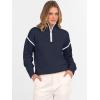 imageANRABESS Womens Long Sleeve Quarter Zip Sweaters Fall Business Casual V Neck Collared Knit Pullover Sweater Top Work ShirtsNavy Blue