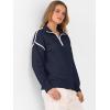 imageANRABESS Womens Long Sleeve Quarter Zip Sweaters Fall Business Casual V Neck Collared Knit Pullover Sweater Top Work ShirtsNavy Blue