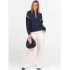 imageANRABESS Womens Long Sleeve Quarter Zip Sweaters Fall Business Casual V Neck Collared Knit Pullover Sweater Top Work ShirtsNavy Blue