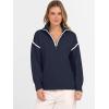 imageANRABESS Womens Long Sleeve Quarter Zip Sweaters Fall Business Casual V Neck Collared Knit Pullover Sweater Top Work ShirtsNavy Blue
