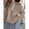 imageANRABESS Womens Long Sleeve Quarter Zip Sweaters Fall Business Casual V Neck Collared Knit Pullover Sweater Top Work ShirtsTan