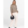 imageANRABESS Womens Long Sleeve Quarter Zip Sweaters Fall Business Casual V Neck Collared Knit Pullover Sweater Top Work ShirtsTan
