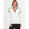 imageANRABESS Womens Long Sleeve Quarter Zip Sweaters Fall Business Casual V Neck Collared Knit Pullover Sweater Top Work ShirtsWhite