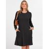 imageANRABESS Womens Long Sleeve Ribbed Knit Dresses 2025 Fall Casual Comfy Lounge Short Sweater Tunic Dress with Pockets ButtonsBlack